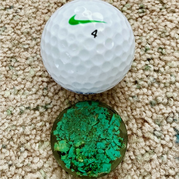 Turquoise Golf Ball Marker Green Blue Infused Epoxy - Picture 5 of 5